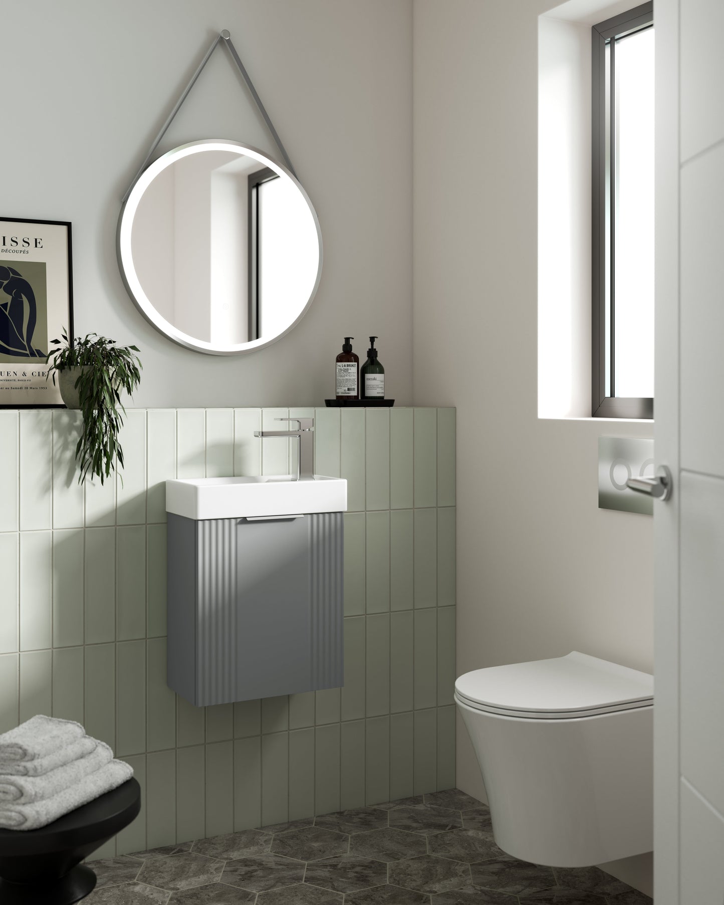 Nuie Deco Compact 400mm Wall Hung Cabinet & Basin