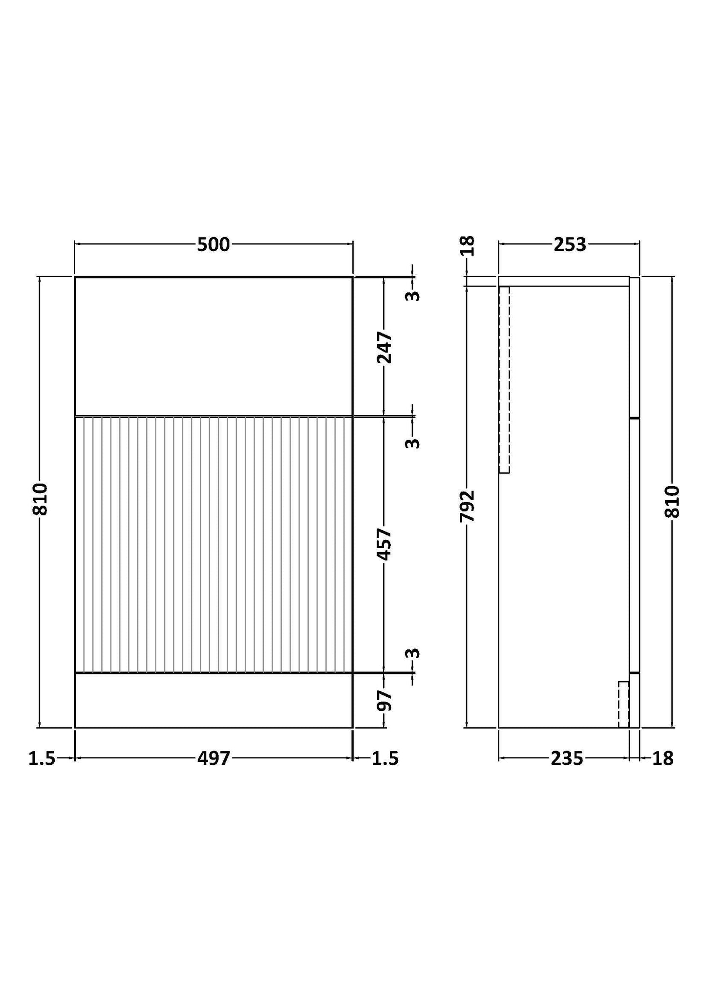 Hudson Reed Fluted H810 x W500 WC Unit