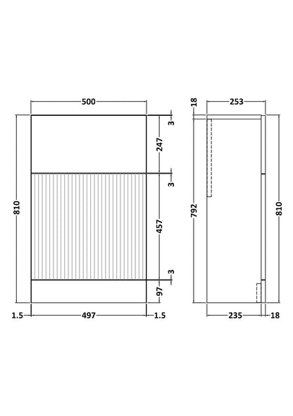 Hudson Reed Fluted H810 x W500 WC Unit