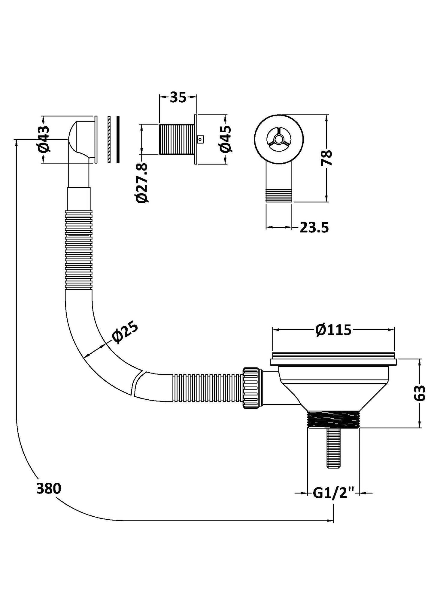 Nuie Basket Stainer Waste with Round Overflow