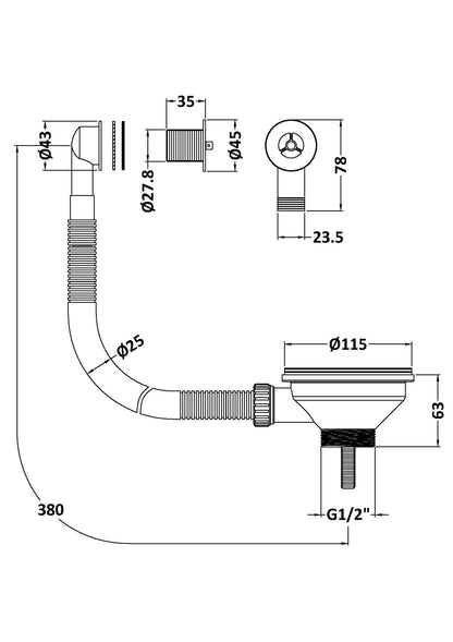 Nuie Basket Stainer Waste with Round Overflow