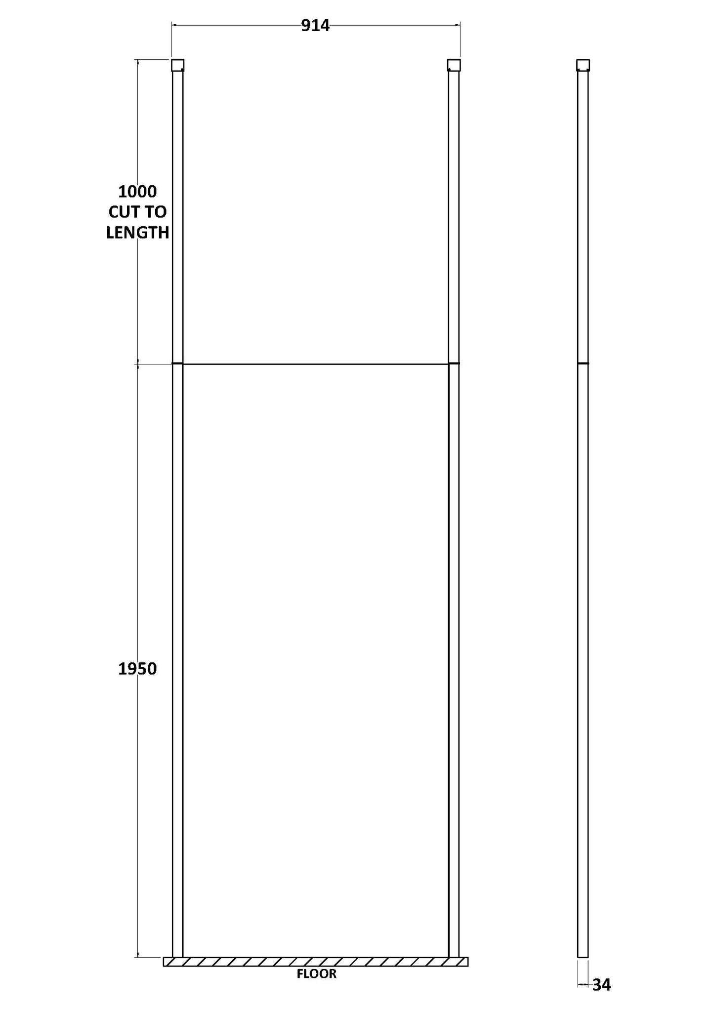 Hudson Reed Freestanding Wetroom Screen With Two Ceiling Posts