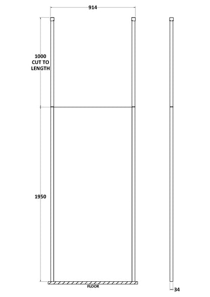 Hudson Reed Freestanding Wetroom Screen With Two Ceiling Posts