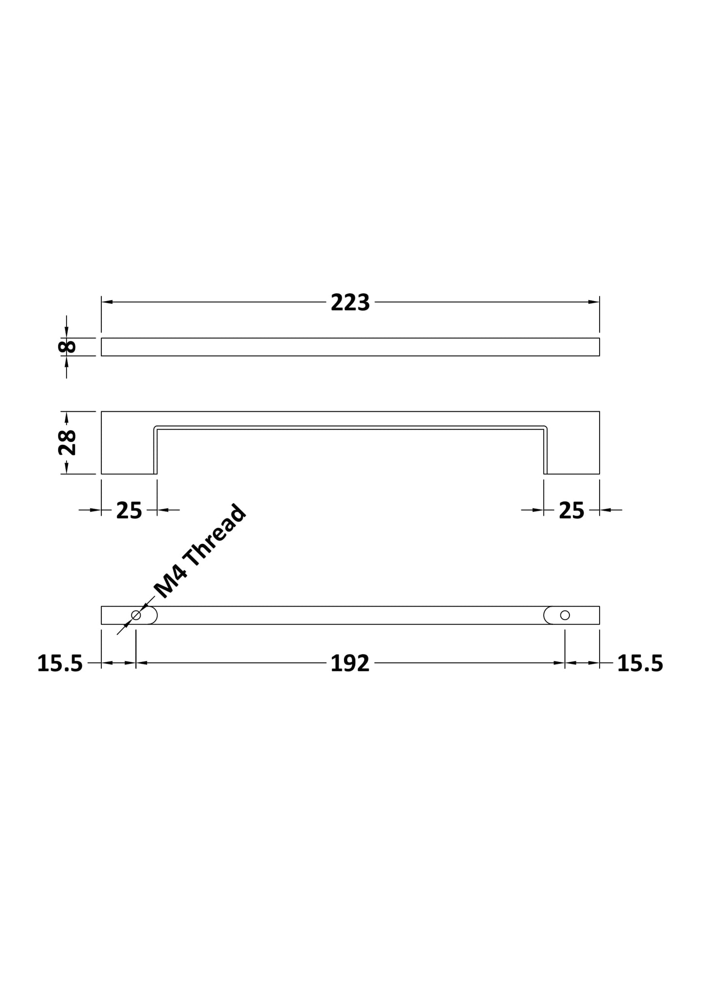 Hudson Reed Fusion & Fitted Furniture D Style Handle