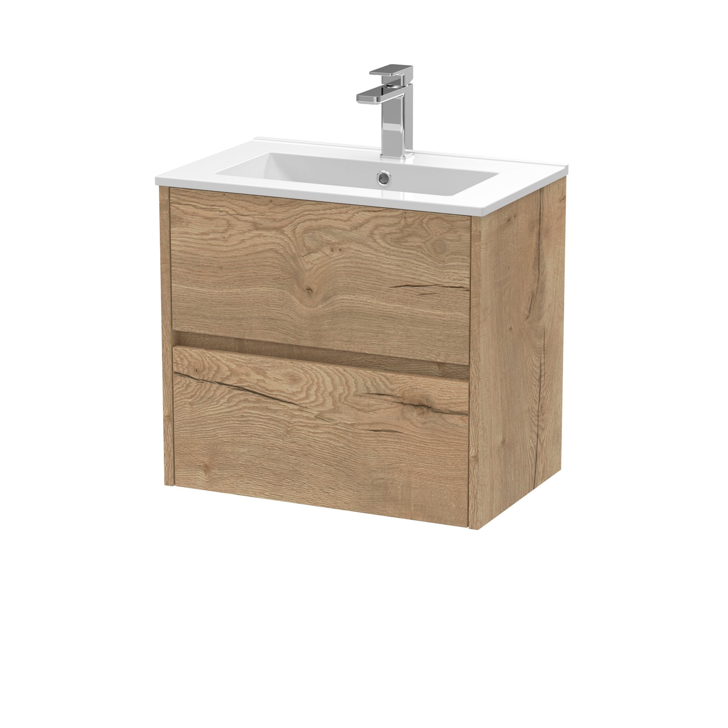 Nuie Havana 600 Wall Hung 2-Drawer Unit & Basin/Worktop