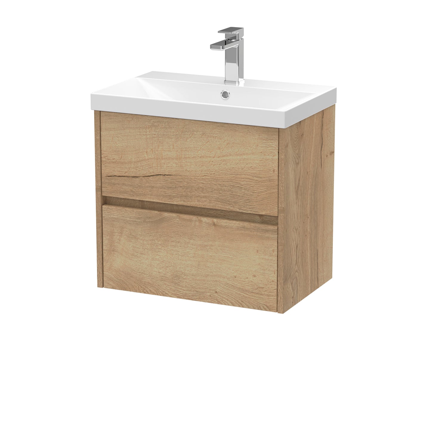 Nuie Havana 600 Wall Hung 2-Drawer Unit & Basin/Worktop