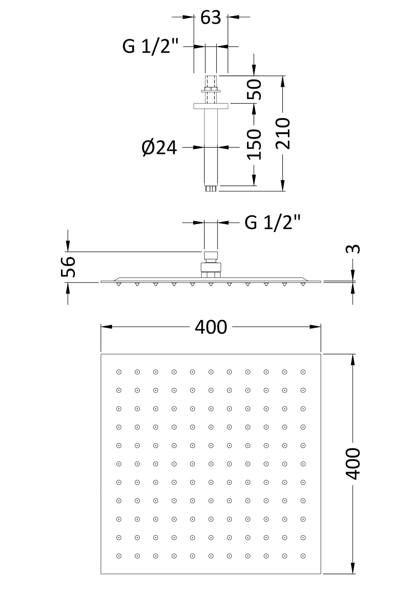 Hudson Reed Ceiling Mounted Head & Arm