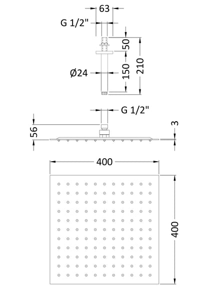 Hudson Reed Ceiling Mounted Head & Arm