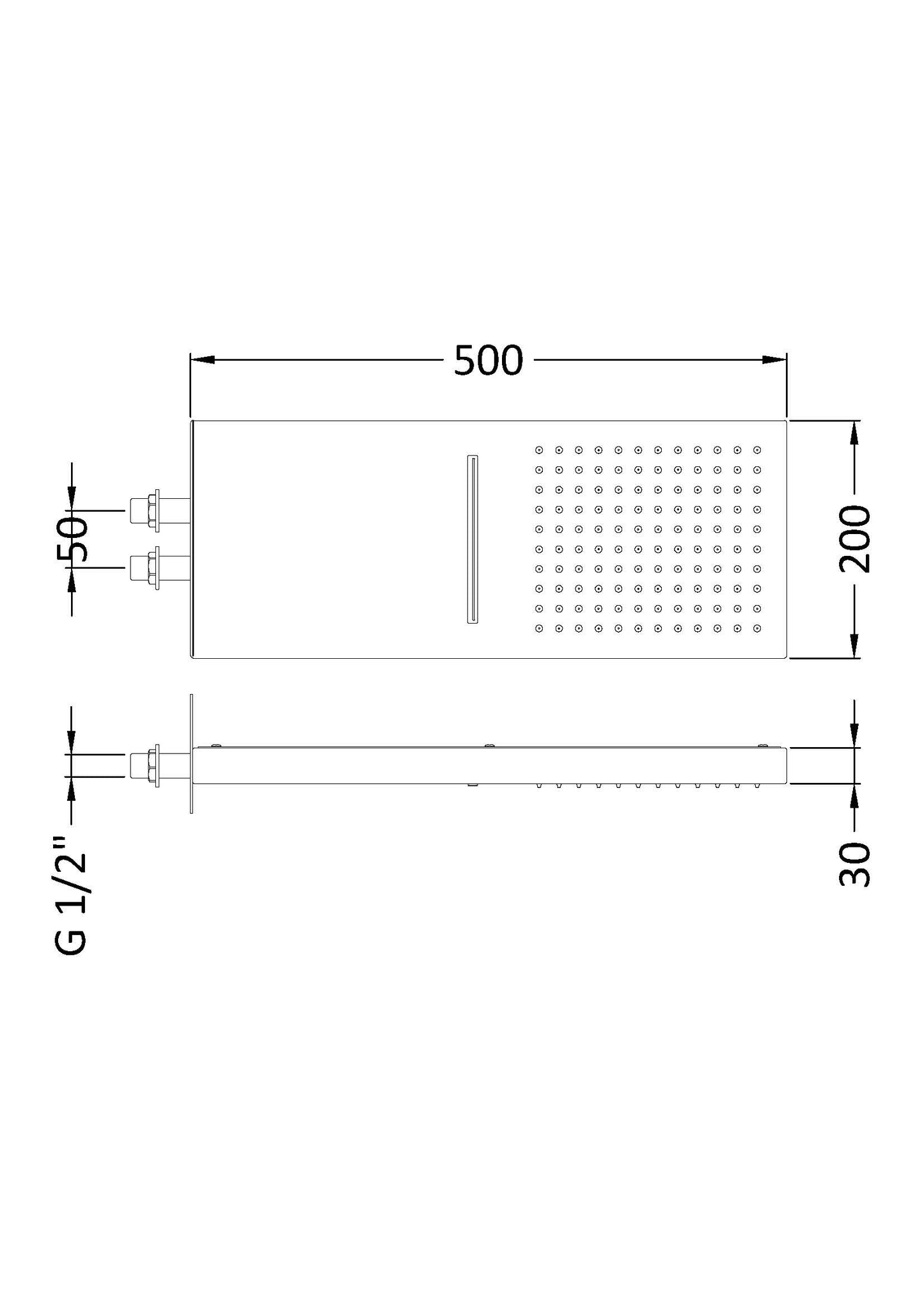 Hudson Reed Rectangular Shower Head with Waterfall - 430 x 200mm