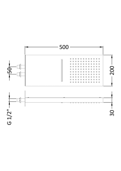 Hudson Reed Rectangular Shower Head with Waterfall - 430 x 200mm