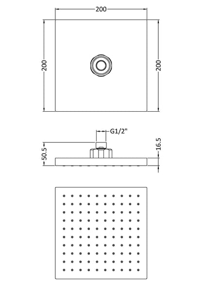 Nuie Windon 200mm Square Shower Head and Arms