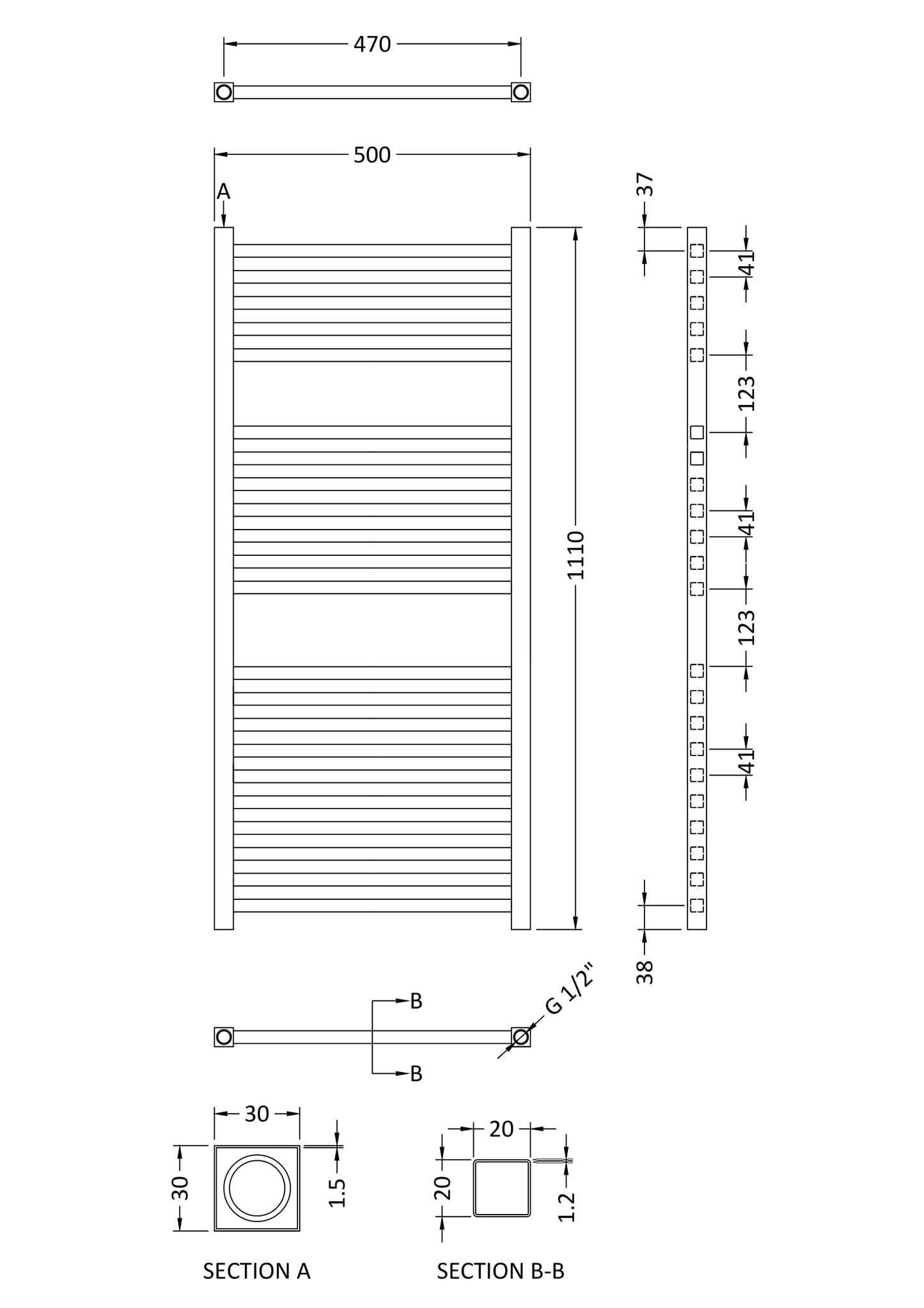 Hudson Reed Electric Vertical Towel Rail