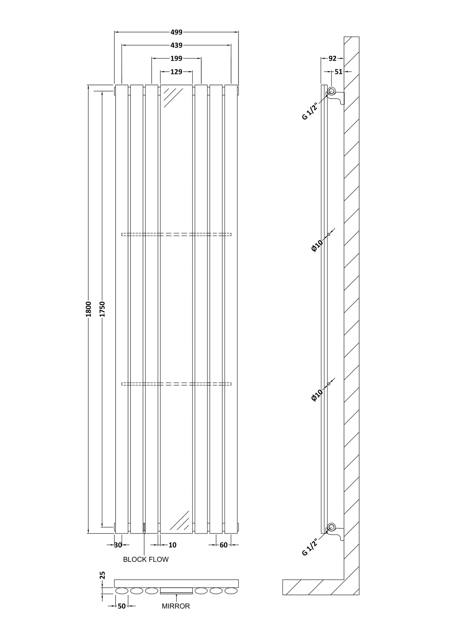 Nuie Revive Vertical Mirror Radiators