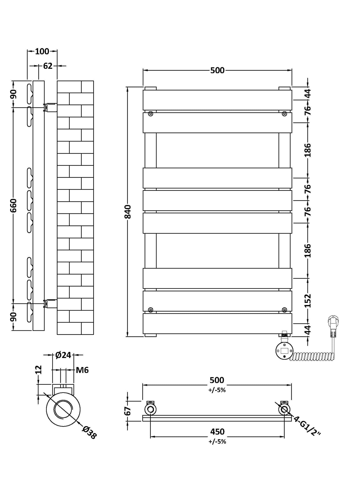 Nuie Electric Heated Towel Rails with flat panels