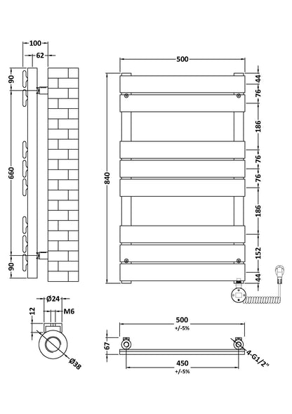 Nuie Electric Heated Towel Rails with flat panels