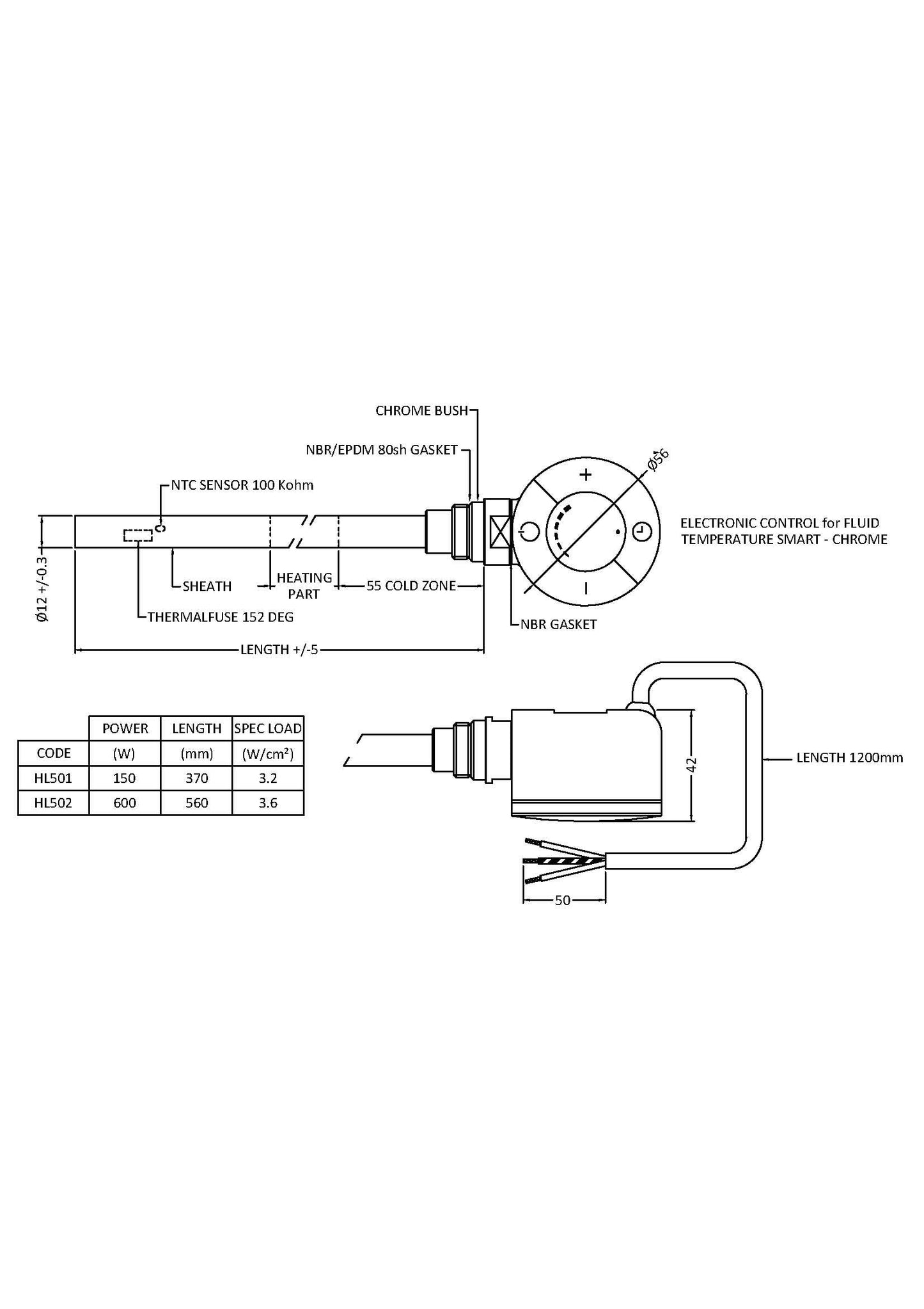 Nuie Thermostatic Heating Elements With 2 Hour Booster Function