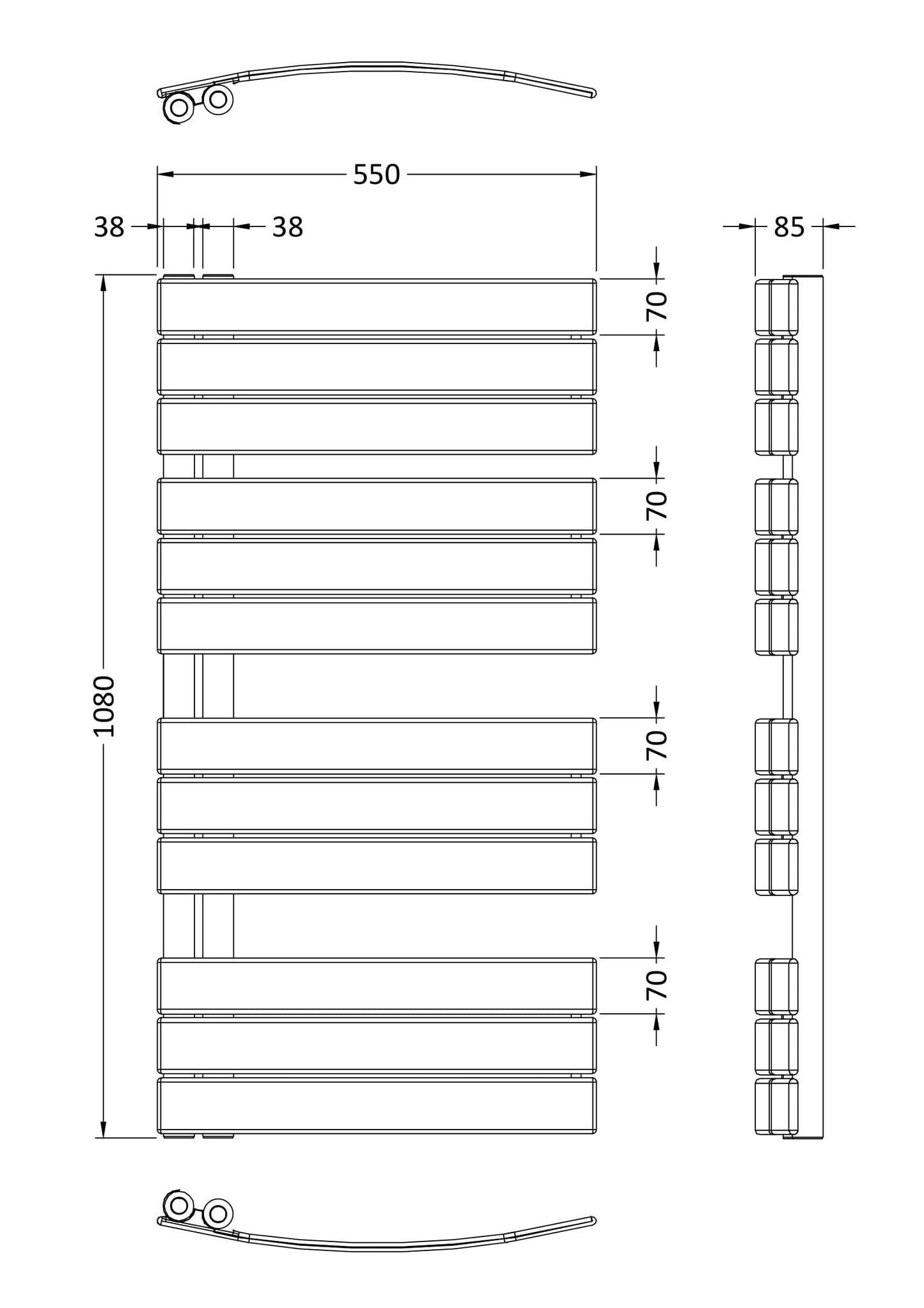 Hudson Reed Elgin Curved Panel Vertical Towel Rail