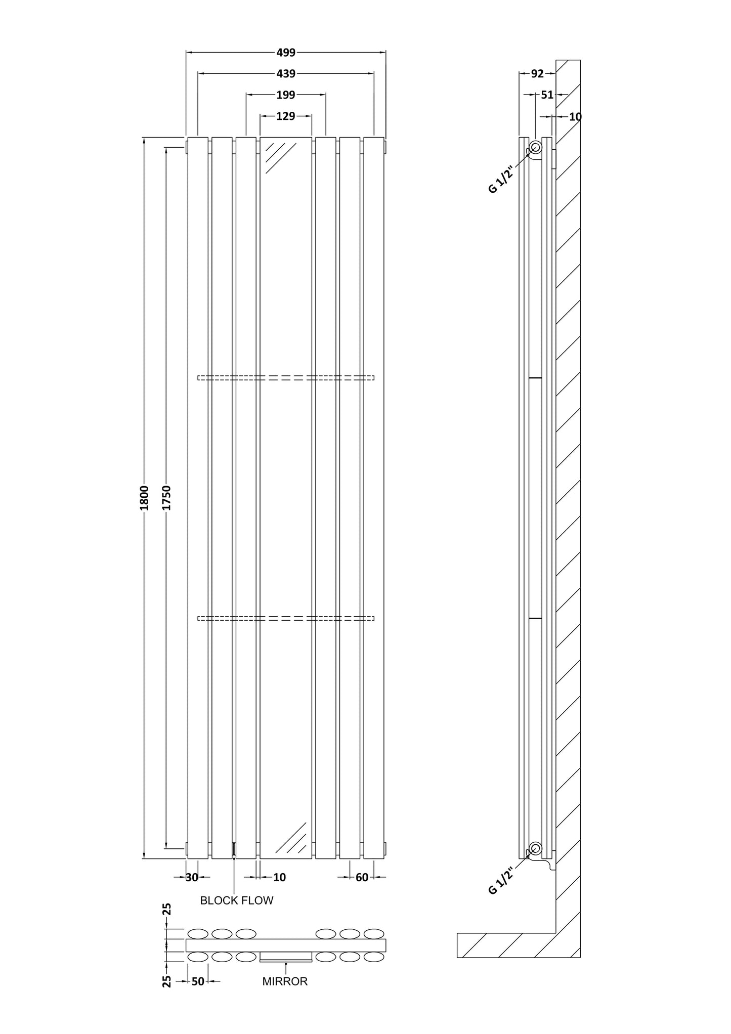 Hudson Reed Revive Vertical Mirror Radiators