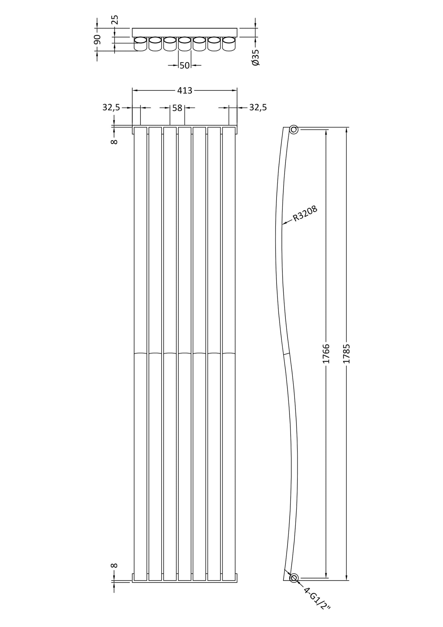 Hudson Reed Revive Wave Vertical Single Panel Radiators