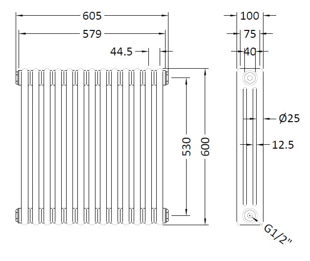 Nuie Colosseum Triple Panel traditional Horizontal  Radiator