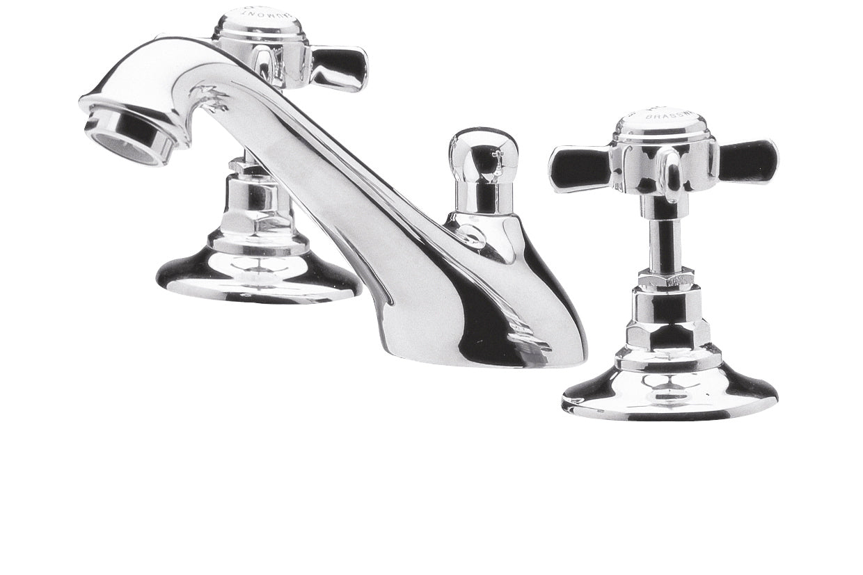 Nuie Beaumont Crosshead 3 Tap Hole Basin Mixer With Pop-Up Waste