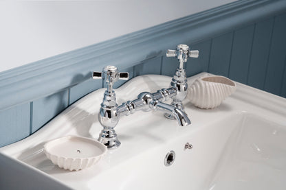 Nuie Beaumont Crosshead Luxury Bridge Basin Mixer Without Waste