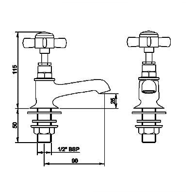 Nuie Beaumont Crosshead Basin Taps