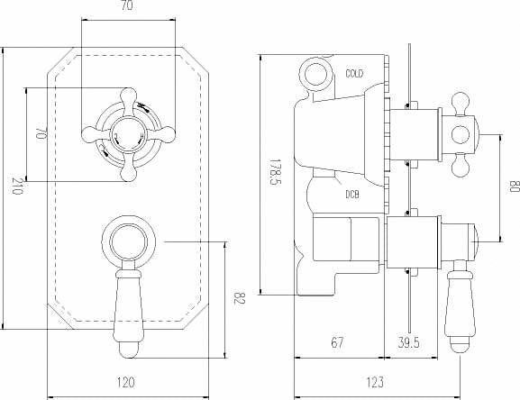 Nuie Victorian Traditional Twin Concealed  Thermostatic Shower Valve