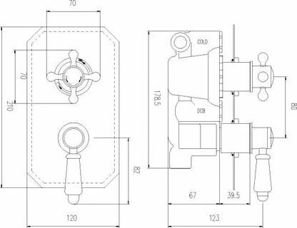 Nuie Victorian Traditional Twin Concealed  Thermostatic Shower Valve