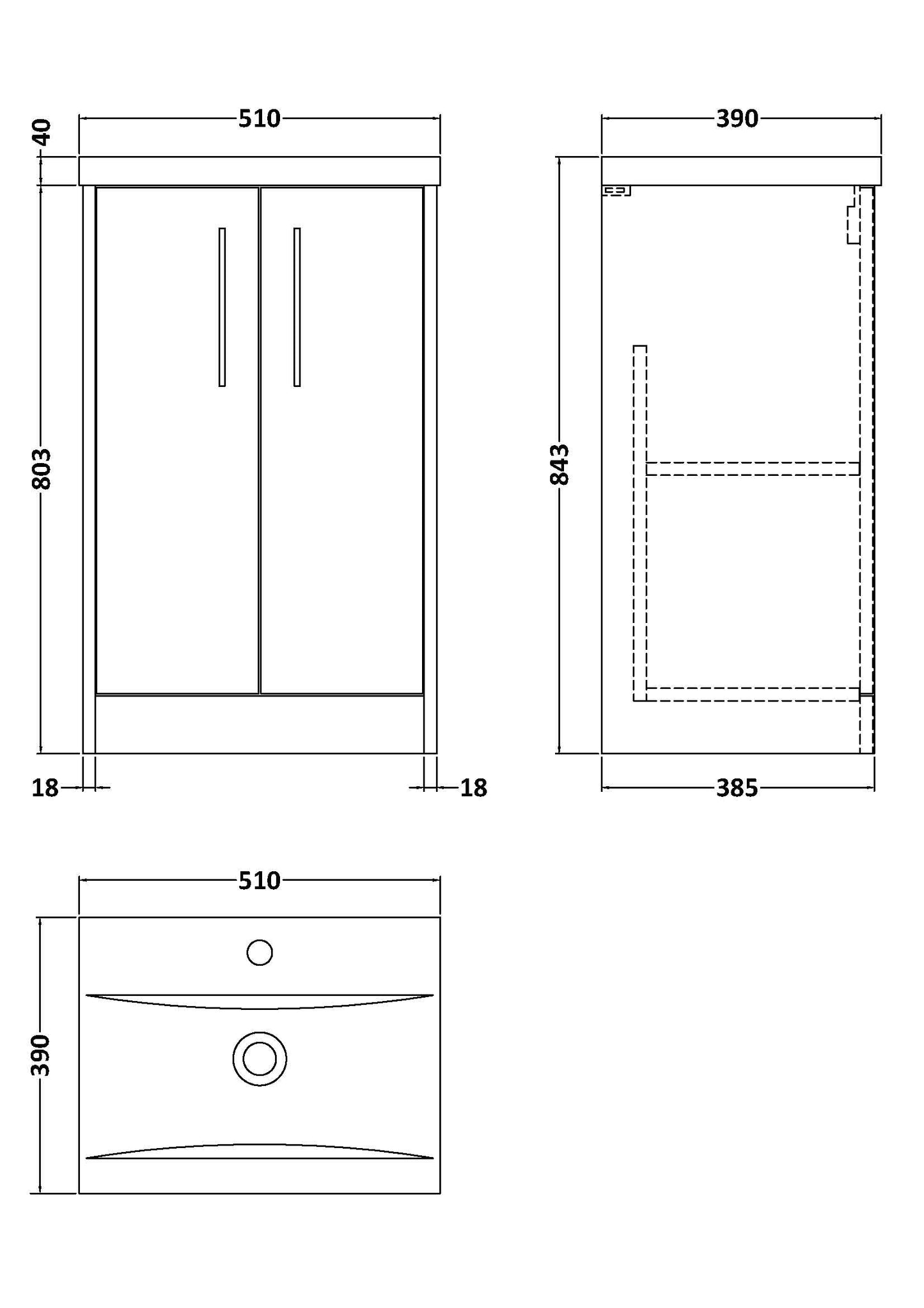 Hudson Reed Juno Floor Standing 2 Door Vanity & Basin