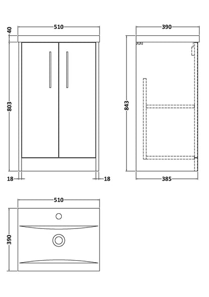 Hudson Reed Juno Floor Standing 2 Door Vanity & Basin