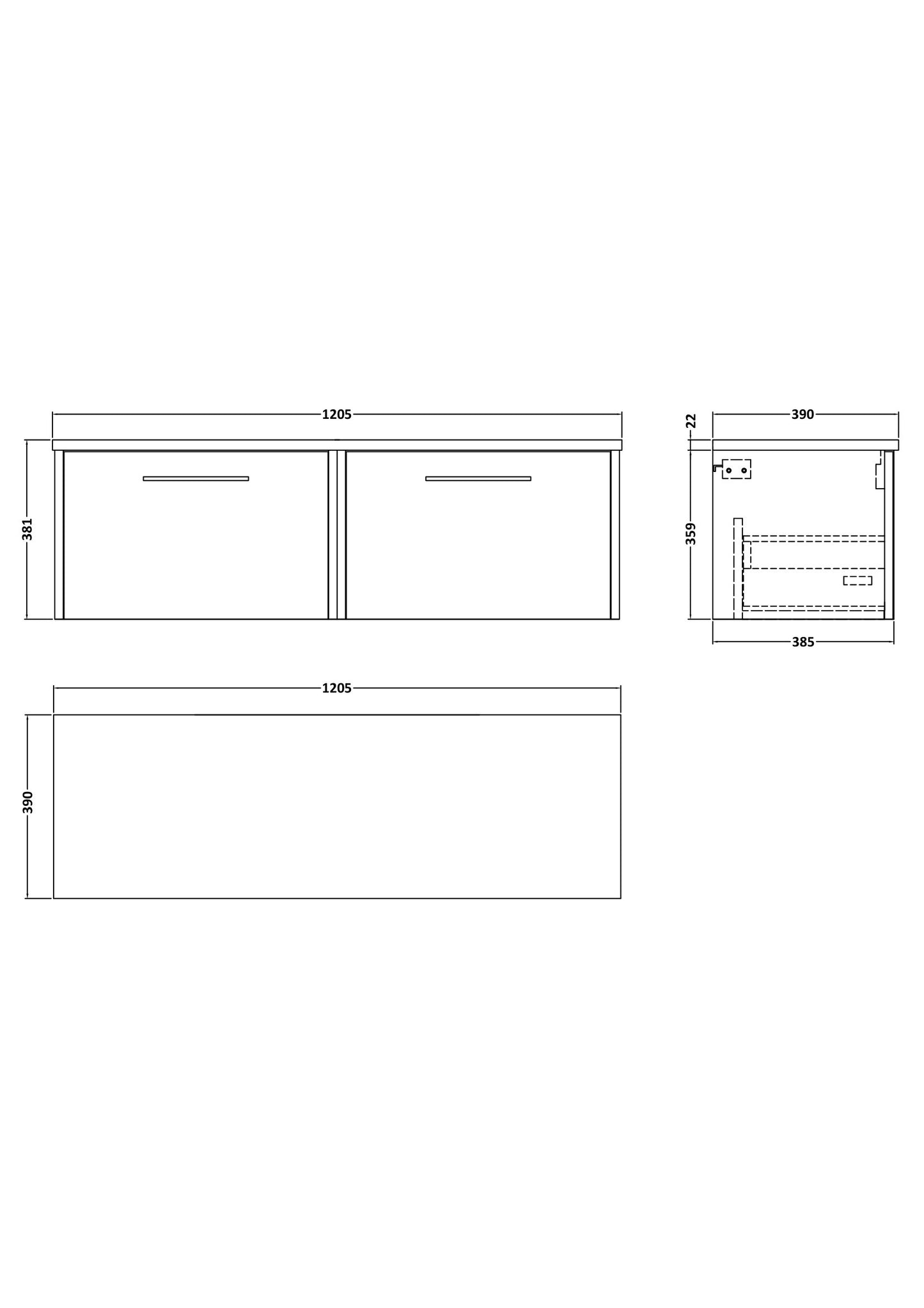 Hudson Reed Juno Wall Hung 2-Drawer Vanity & Worktop