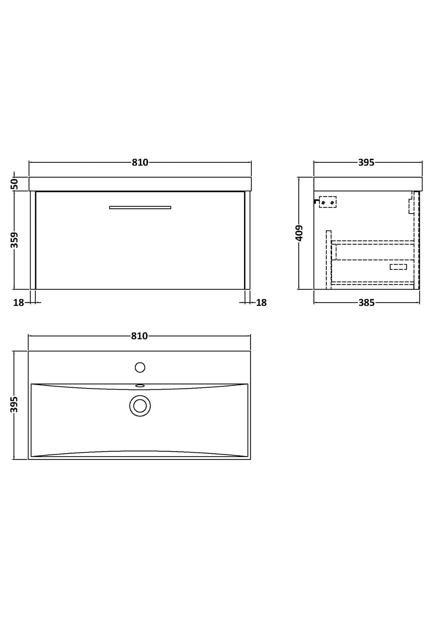 Hudson Reed Juno Wall Hung 2 Drawer Vanity & Basin