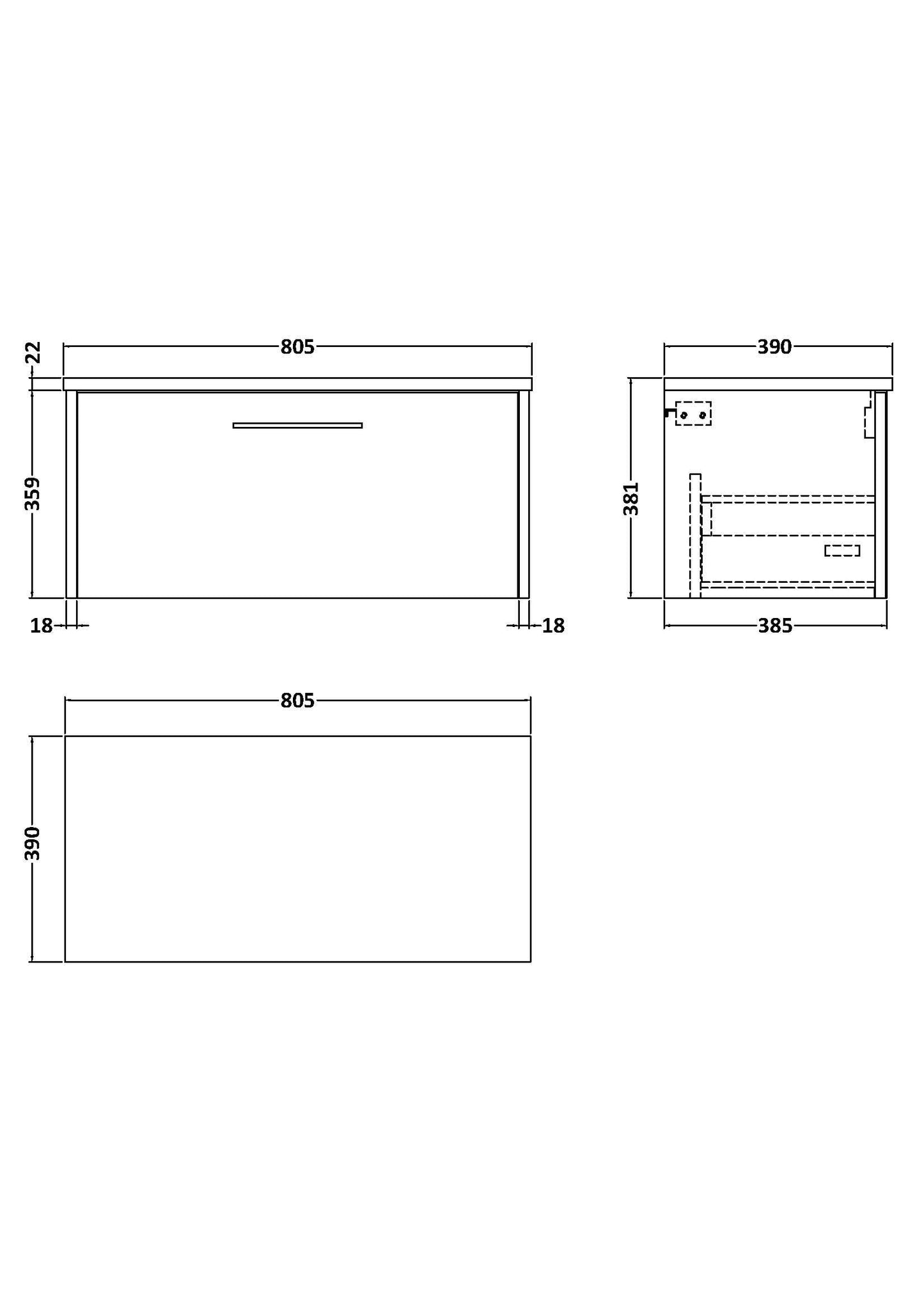 Hudson Reed Juno 1200mm Wall Hung 4 Drawer Vanity & Basin/worktop