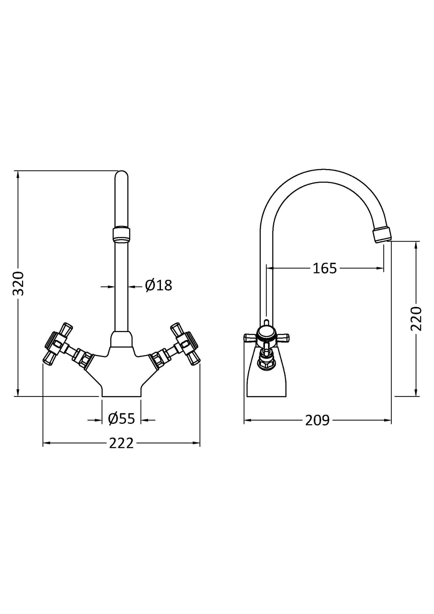 Nuie Traditional Mono Sink Mixer