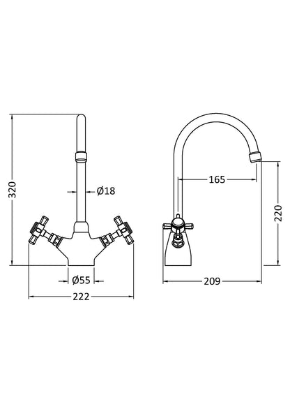 Nuie Traditional Mono Sink Mixer