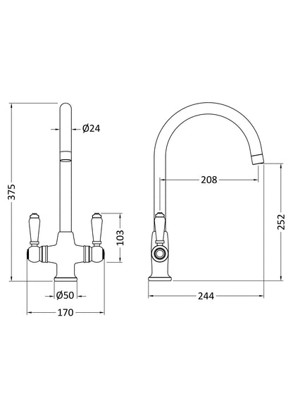 Nuie Cruciform Sink Mixer Lever