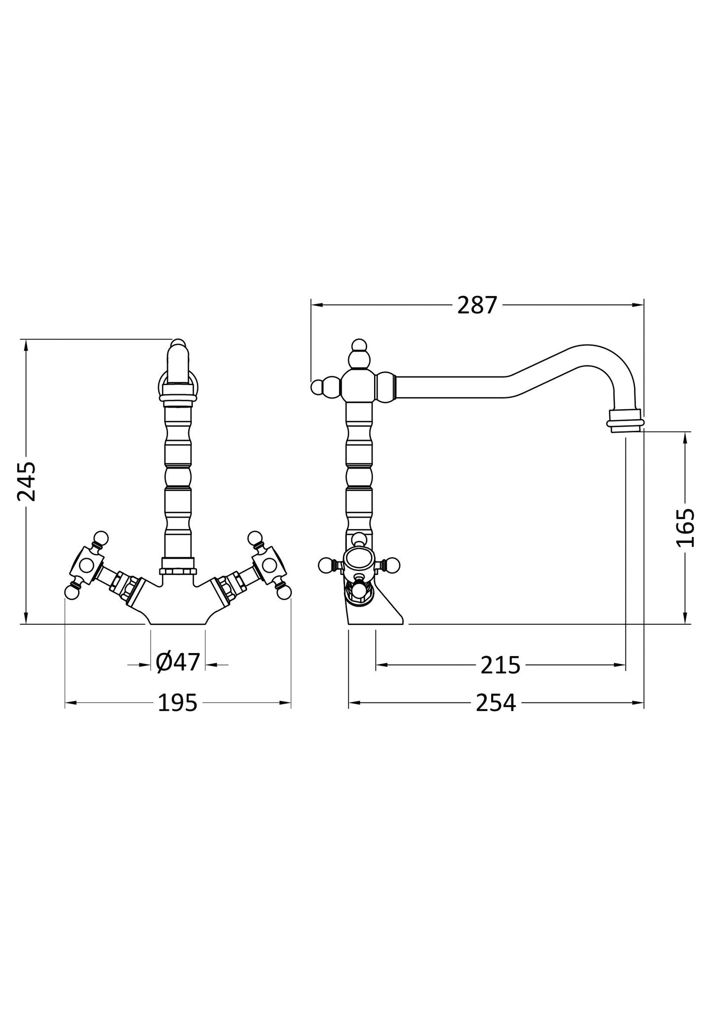 Nuie French Classic Mono Sink Mixer