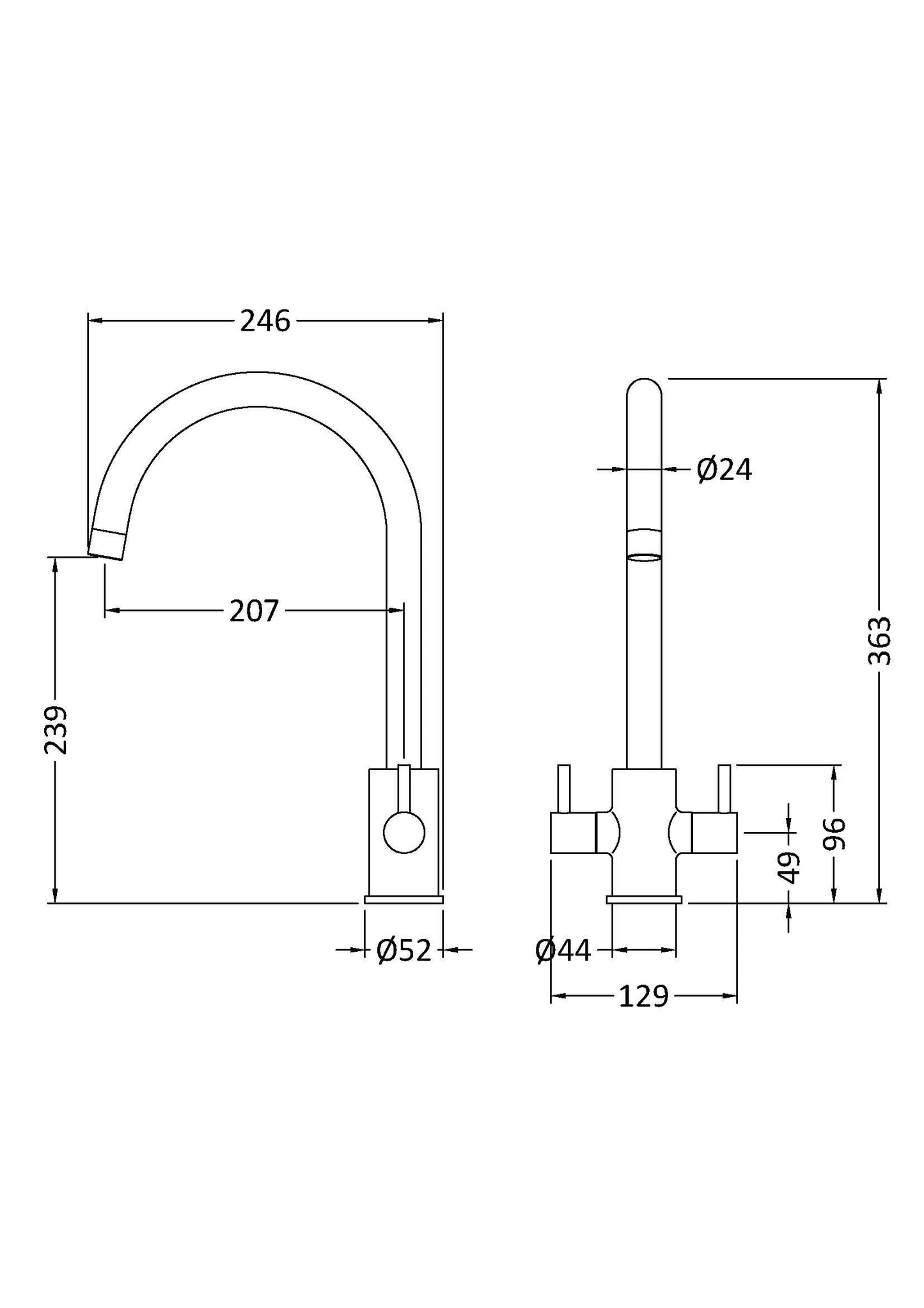 Nuie Lachen Mono Dual Lever Basin Tap