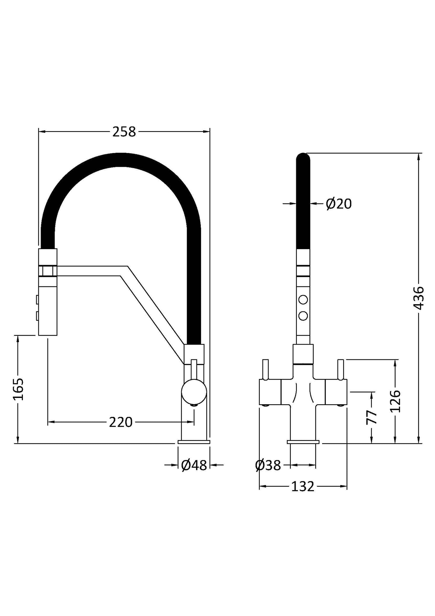 Nuie Ravi Mono Dual Lever Basin Tap