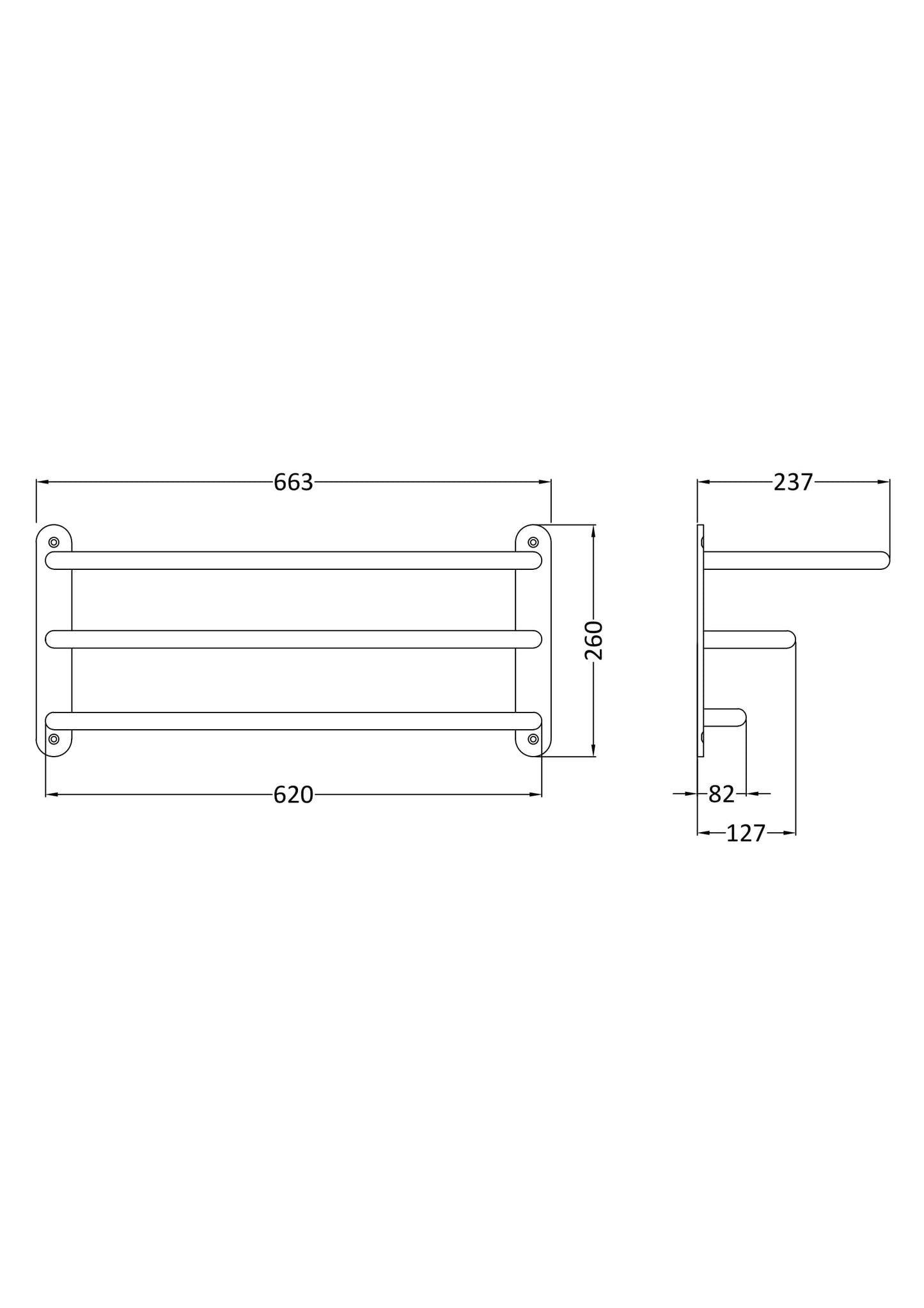 Hudson Reed Old London 3 Tier Towel Rack - 260mm x 612mm x 247mm