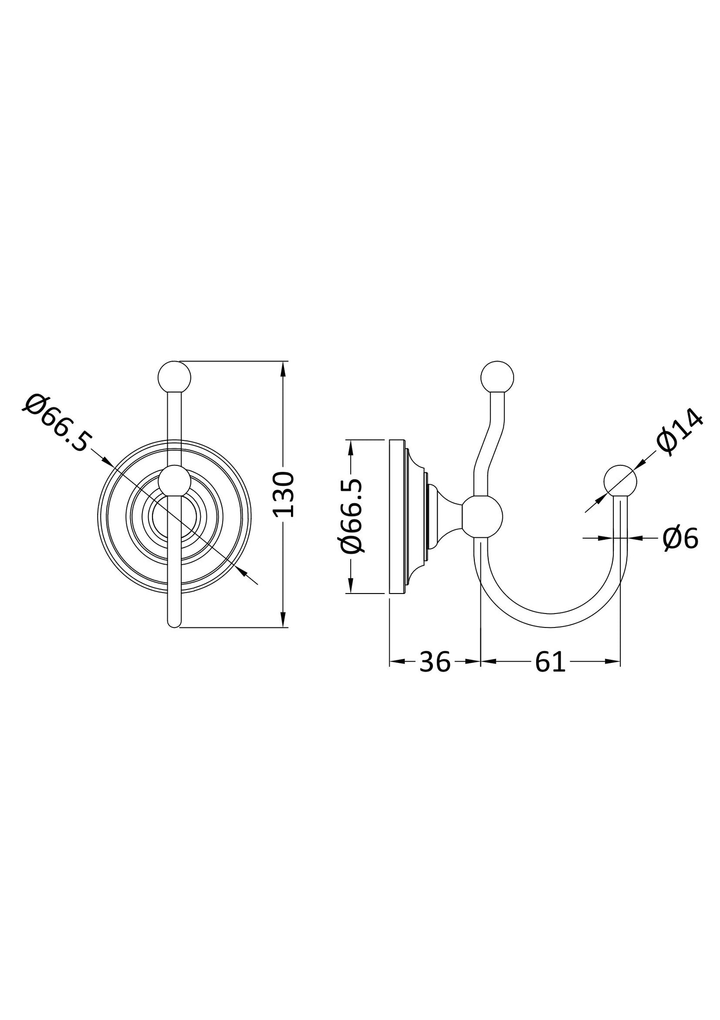 Hudson Reed Old London Double Robe Hook