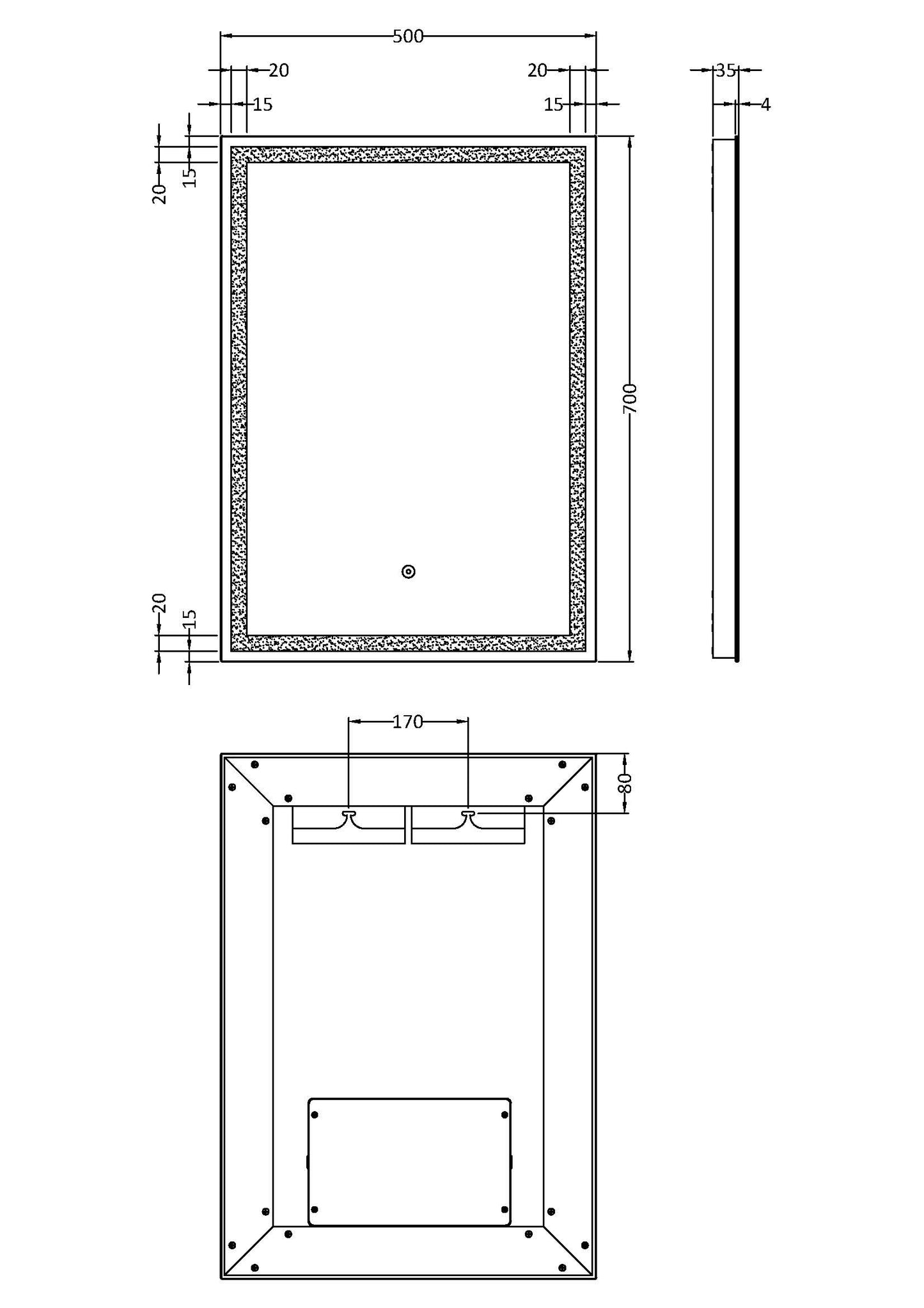 Hudson Reed Lyra 700 x 500mm LED Touch Sensor Mirror