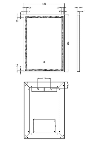 Hudson Reed Lyra 700 x 500mm LED Touch Sensor Mirror