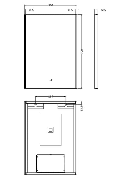 Hudson Reed Anser 700 x 500mm LED Touch Sensor Mirror