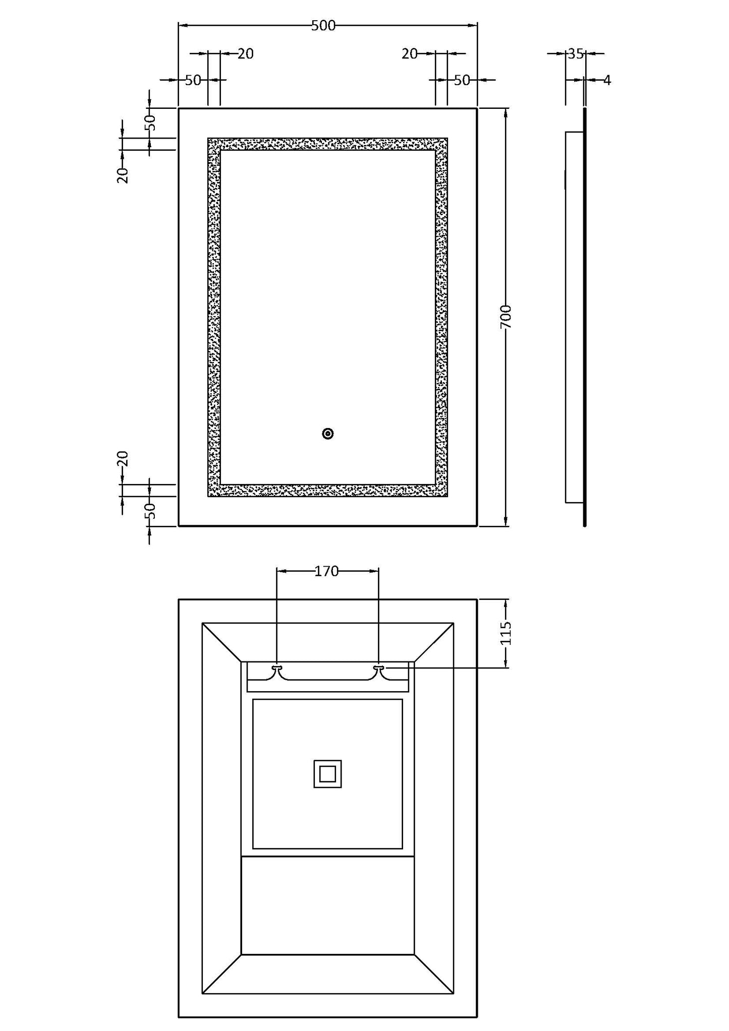 Hudson Reed Sculptor 700 x 500mm LED Touch Sensor Mirror