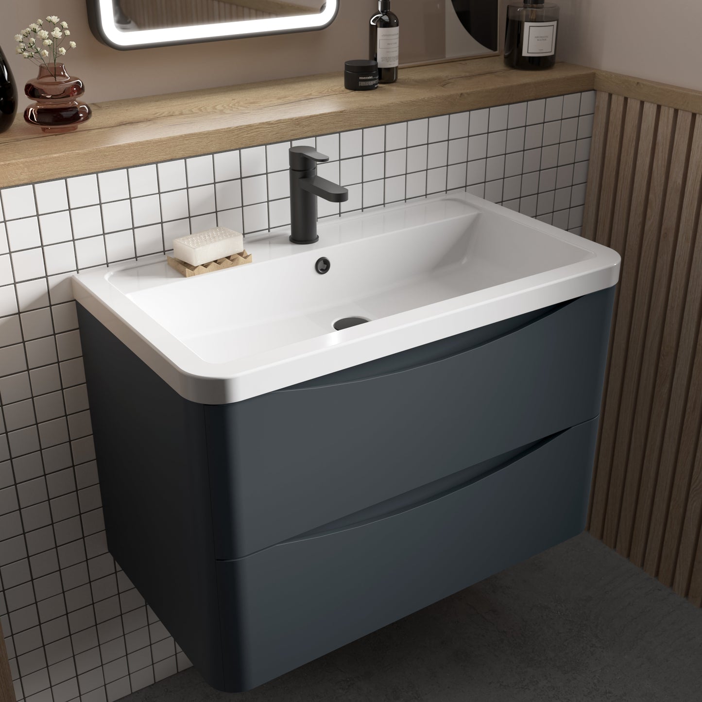 Nuie Lunar Wall Hung 2 Drawer Vanity & Basin