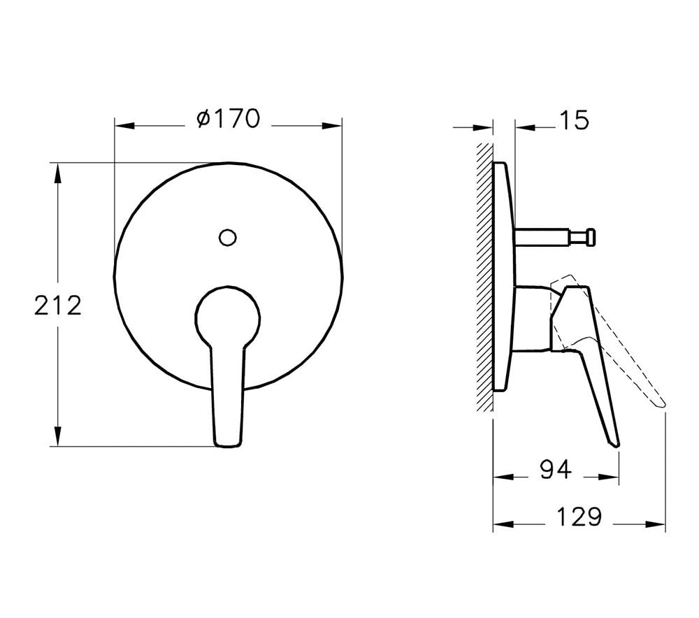 Vitra Solid S 4 Built-In Bath/Shower Mixer - Exposed Part