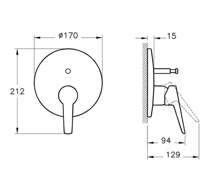 Vitra Solid S 4 Built-In Bath/Shower Mixer - Exposed Part