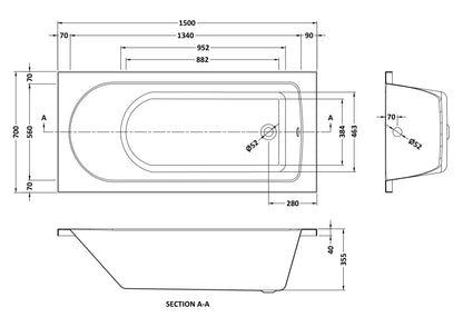 Nuie Barmby Round Single Ended Standard Bath